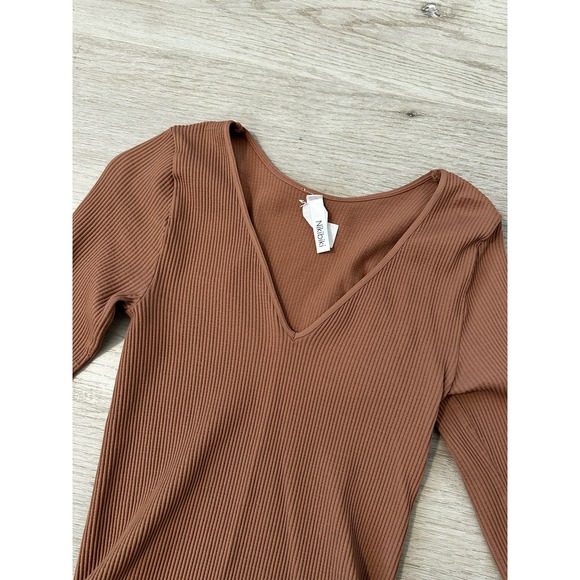 Clay brown ribbed bodysuit women’s size small - Picture 2 of 4